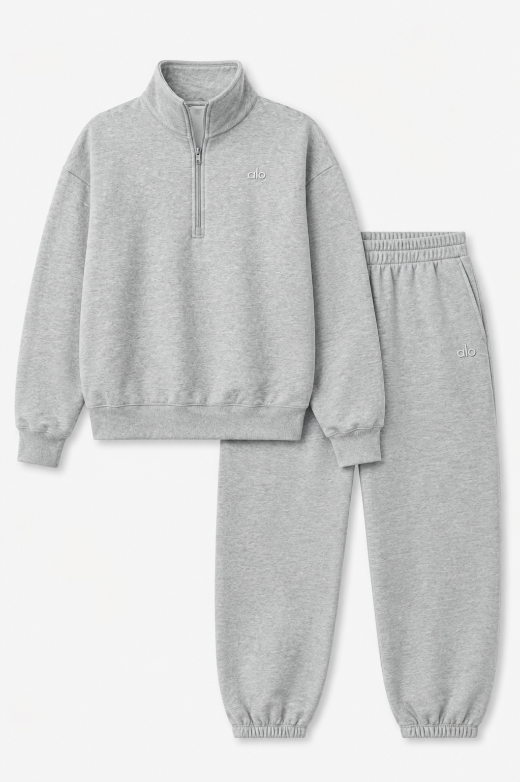 Quarter Zip Set - Light Gray